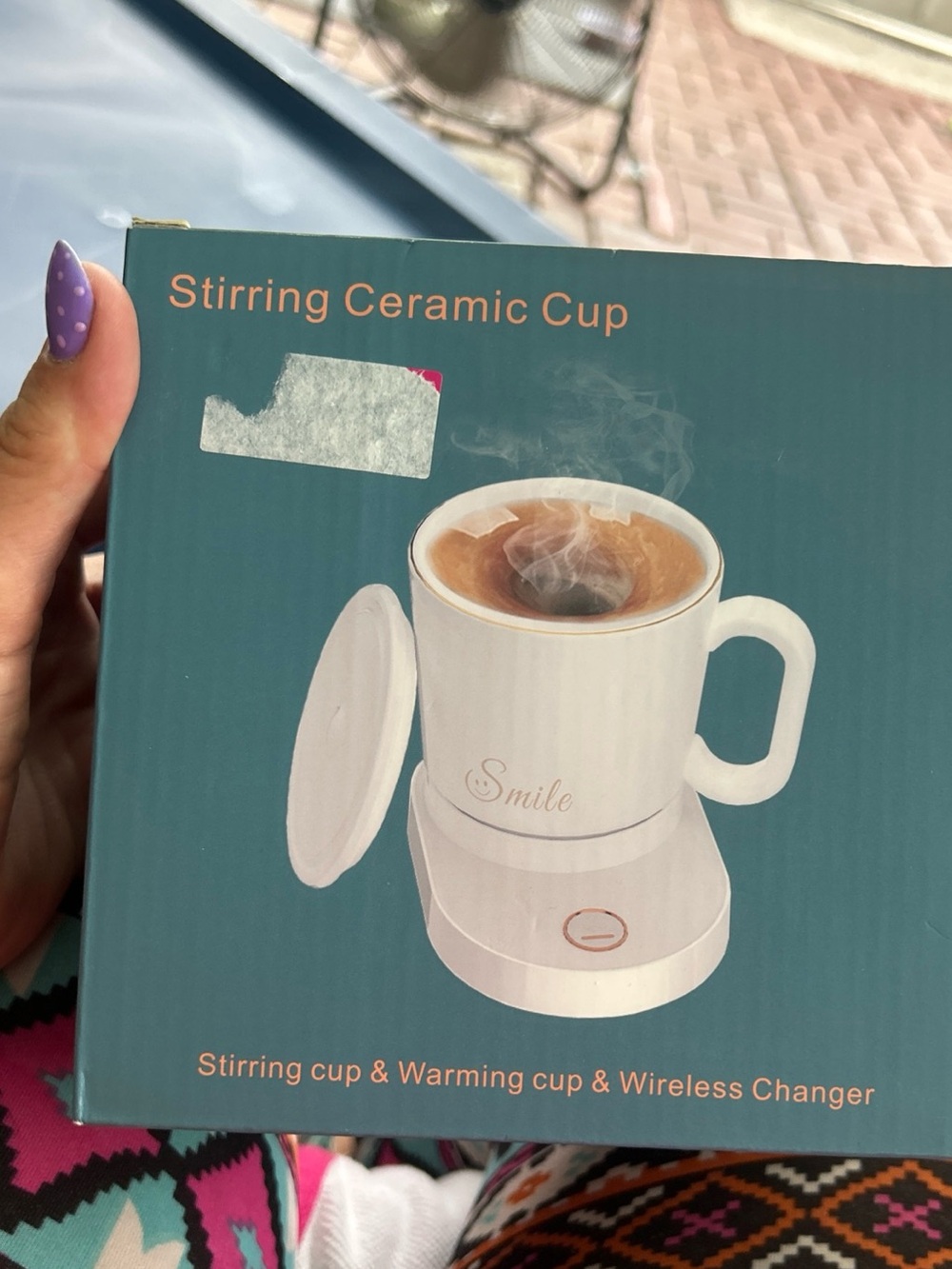 White Stirring Ceramic Cup - Self-Stirring & Warming